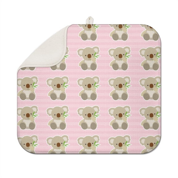 Cute Animal Koala Drying Mat for Dishes - Super Absorbent Microfiber Kitchen Counter Mat, 3-Layer Heat Resistant & Non-Slip Sink Pad (Foldable & Washable)