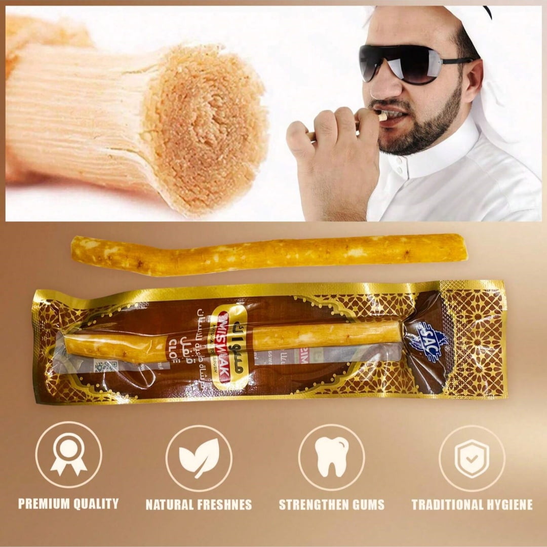 12 Pack Organic Miswak Toothbrushes | All-Natural Wooden Miswak Sticks for Teeth Whitening | Oral Care & Fresh Breath, Eco-Friendly | Clove Flavor