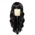 thumbnail image 2 of Pisexur Belleza Maquillaje Peluca larga ondulada de 25 pulgadas para mujer con flequillo, fibra química, cabello largo y rizado, cubrecabezaspara mujeres y hombres, 2 of 5