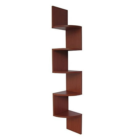 - CORNER WALL SHELVES Stackable 5 Tier Oak Zig Zag Cherry