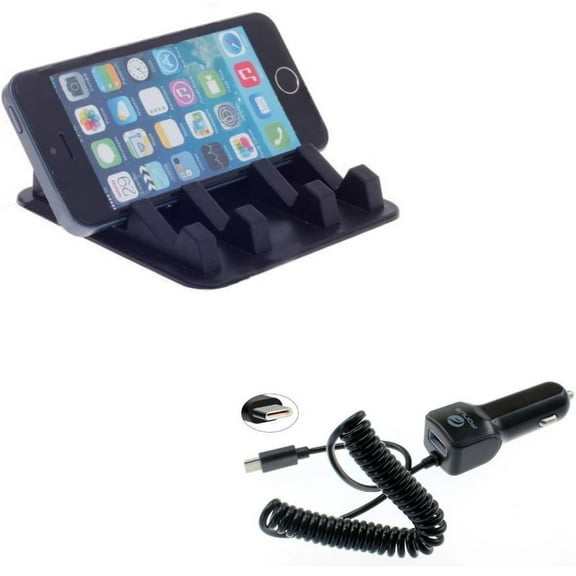 Dash Non-Slip Car Mount w Type-C 3.1A Charger D5M for Nokia 7.1, 8, 3.1 Plus - OnePlus 5T, 6, 6T, 7 Pro - Razer Phone 2 - RED Hydrogen One - Samsung Galaxy S9 Plus, S8  S8, active S10e S10