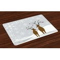 thumbnail image 1 of Ambesonne Christmas Place Mats Set of 4, Reindeers Noel, Standard Size, Brown Pale Grey White, 1 of 4