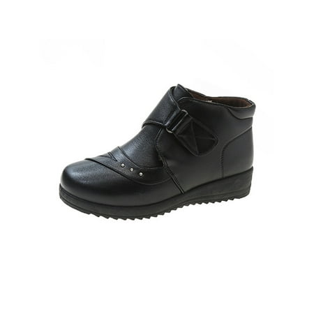 

Avamo Womens Breathable Booties Hook And Loop Ankle Boots Work Casual Plush Lining Winter Shoes Black Rhinestone 7.5