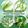 thumbnail image 3 of 24 Pcs Artificial Hanging Plants Fake Hanging Ferns Plastic Faux Plants for Wall Room Garden Garland Indoor Outdoor Decor No Basket (Boston,Eucalyptus,Ivy Vine,String of Pearls), 3 of 7