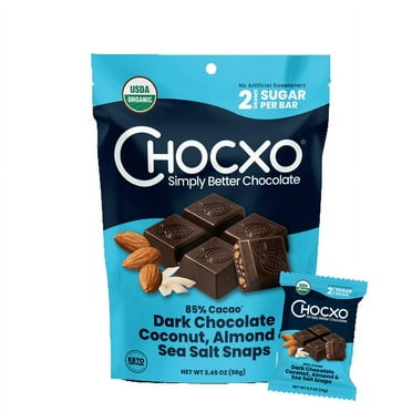 (Pack of 6) ChocXO Dark Chocolate Coconut Almond & Sea Salt Snaps , 3.45 oz