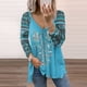 thumbnail image 1 of Pntutb Mujer Casual Empalme Cuello en V Impresión Cobertura Blusa Manga Larga Camisas tops Pntutb Pntutb-7106, 1 of 6