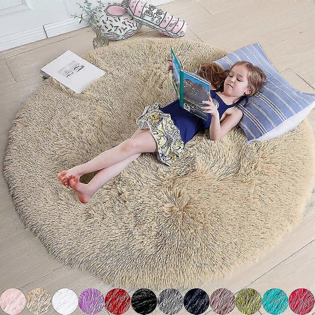 Blush Round Rug For Bedroom,fluffy Circle Rug For Kids Room,furry Carpet For Teen Girls Room