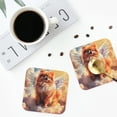 thumbnail image 4 of Yiaed Cute Cloud Pomeranian Print Leather Coasters for Drinks - Cup Coasters Coffee Table Kitchen Table Bar, Home & Office Gifts Handmade Drink Coasters-Square, 4 of 6