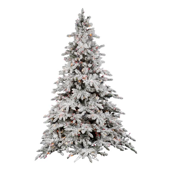Vickerman 6.5' Flocked Utica Fir Artificial Christmas Tree, Multi-Colored Lights