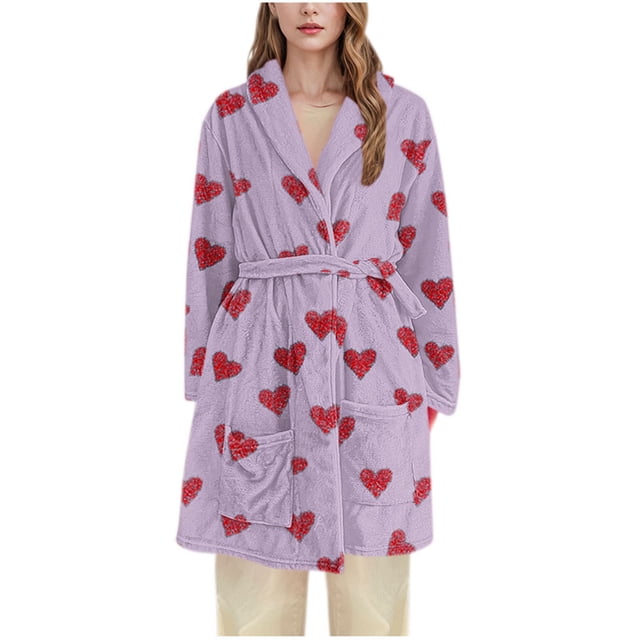 WRKEKC Robe de Chambre pour Femmes en Flanelle Sans Manches Longue Robe de Bain Décontractée Sans Capuche Longue Robe de Nuit