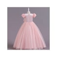 thumbnail image 4 of hirigin Kids Girl’s Tulle Dress, Short Sleeve Crew Neck Flower Bowknot Patchwork Dress for Party Stage Show, 4 of 9