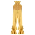 thumbnail image 3 of iixpin Girls Kids Long Sleeve One Piece Dance Unitard Shiny Sequins Bodysuit Bell-bottom Long Pants Costume Gold 12, 3 of 7