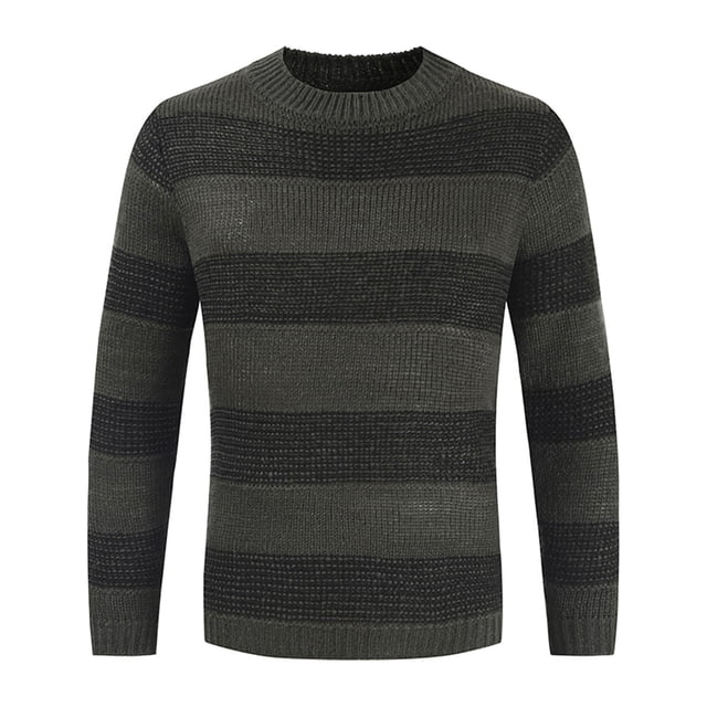 TIMIFIS Mens Striped Sweaters Oversized Ripped Knit Pullover Fall Winter Sweaters Fashion Long Sleeve Clothing Vintage Cable Knit SweaterFall/Winter