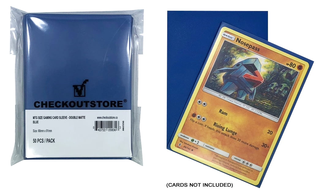 100 Double Matte Blue Protective Sleeves for Trading Cards CheckOutStore 66 x 91 mm 