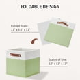 thumbnail image 2 of ENLOY Fabric Cube Storage Organizer Bins, 13x13 inch - 4 Pack Foldable Storage Cube Bins for Shelves, Large Capacity Storage Boxes with Leather Handle, Light Green, 2 of 7