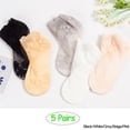 thumbnail image 2 of YooGuoGuo 5 Pairs Lace Ankle Socks Ruffle Thin Socks Ankle Socks Low Cut Non Slip Casual Socks for Summer for Girls Women, 2 of 7
