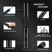 PROMISE Butane Torch Lighter, 6-inch Refillable Pen Lighter Adjustable Jet Flame Butane Lighter for Candles, Grills, Fireplaces, Camping(Gas Not Included)(Black& Red)