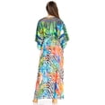 thumbnail image 2 of Sakkas Maribel Women's Maxi Caftan Dress Short Sleeves V Neck Long Loose Casual - 564-Multi - S/M, 2 of 5