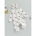 thumbnail image 3 of GXFC Infant Girl Fall Jumpsuits 3M 6M 9M 12M 18M Baby Girl Long Sleeve Zip Up Floral Onesie Bodysuit with Headband Set Autumn Clothing for Newborn Girl, 3 of 9