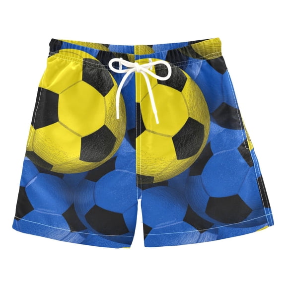 Yellow Blue Soccers Footballs Swim Trunks Board Shorts Beach Pants Bathing Bottoms 2T