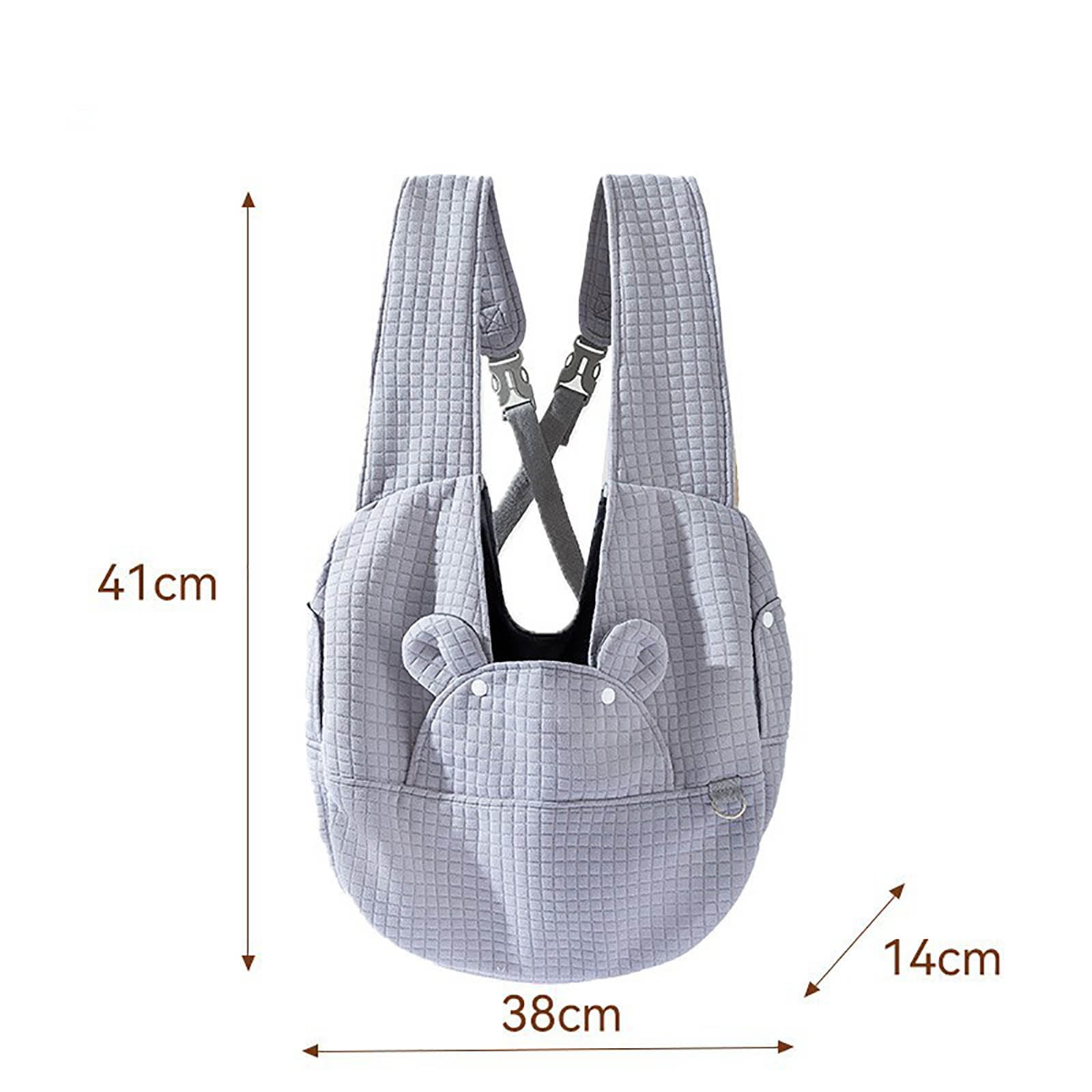 Bear-Shaped Pet Chest Carrier, Dog Sling Backpack, Breathable Canvas, Adjustable Straps, Escape-Proof, Small Dog/Cat Travel Bag For Outdoor Walking (15x5.5x16 Inch,Grey)