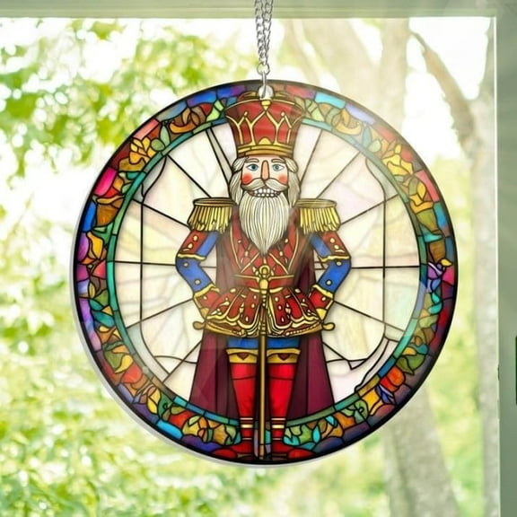 AatoeaX Nutcracker Stained Glass - Look Acrylic Ornament: Christmas Art, Festive Decor, Hanging Accent for Home & Shop
