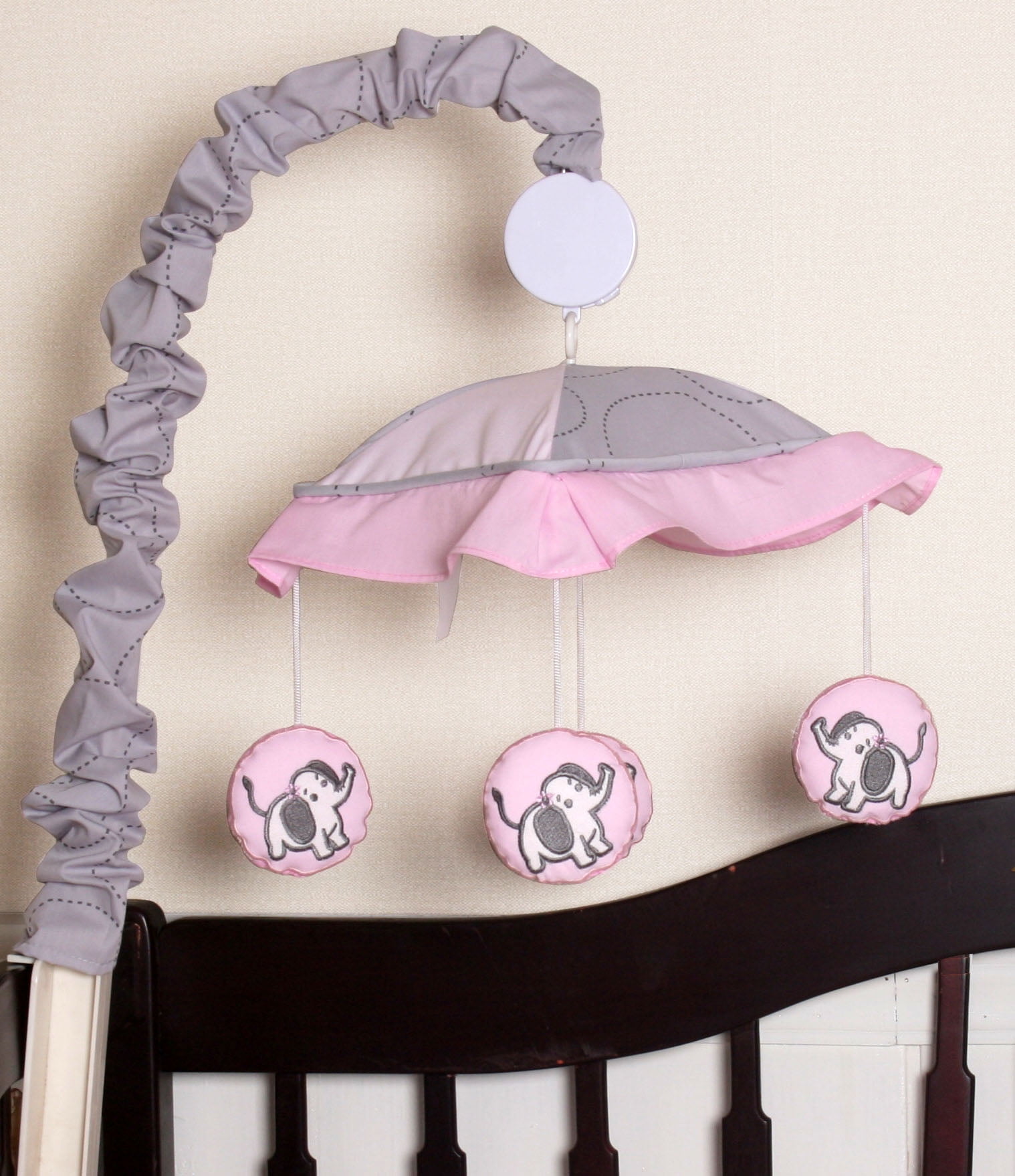 Geenny Musical Mobile Pink Gray Elephant Walmart Com Walmart Com