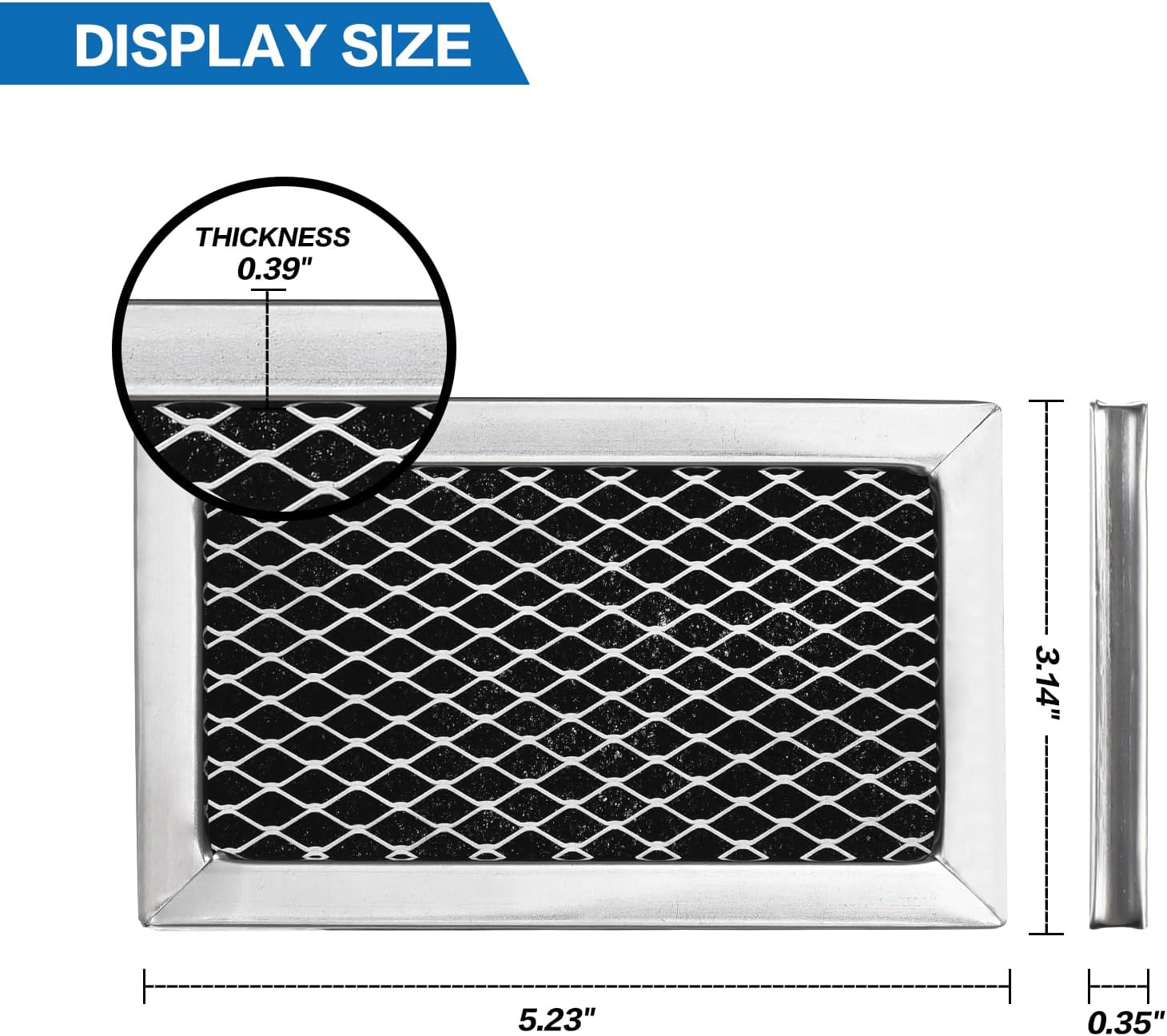 ABCISI W10845250 W10892387 Microwave Charcoal Grease Filter Replaces for Whirlpool, Maytag, Amana Over-The-Range Microwave W10845250 4455038 AP6036051 PS11769323 5-1/4” X 3-1/4” X 3/8” (2 Pack)