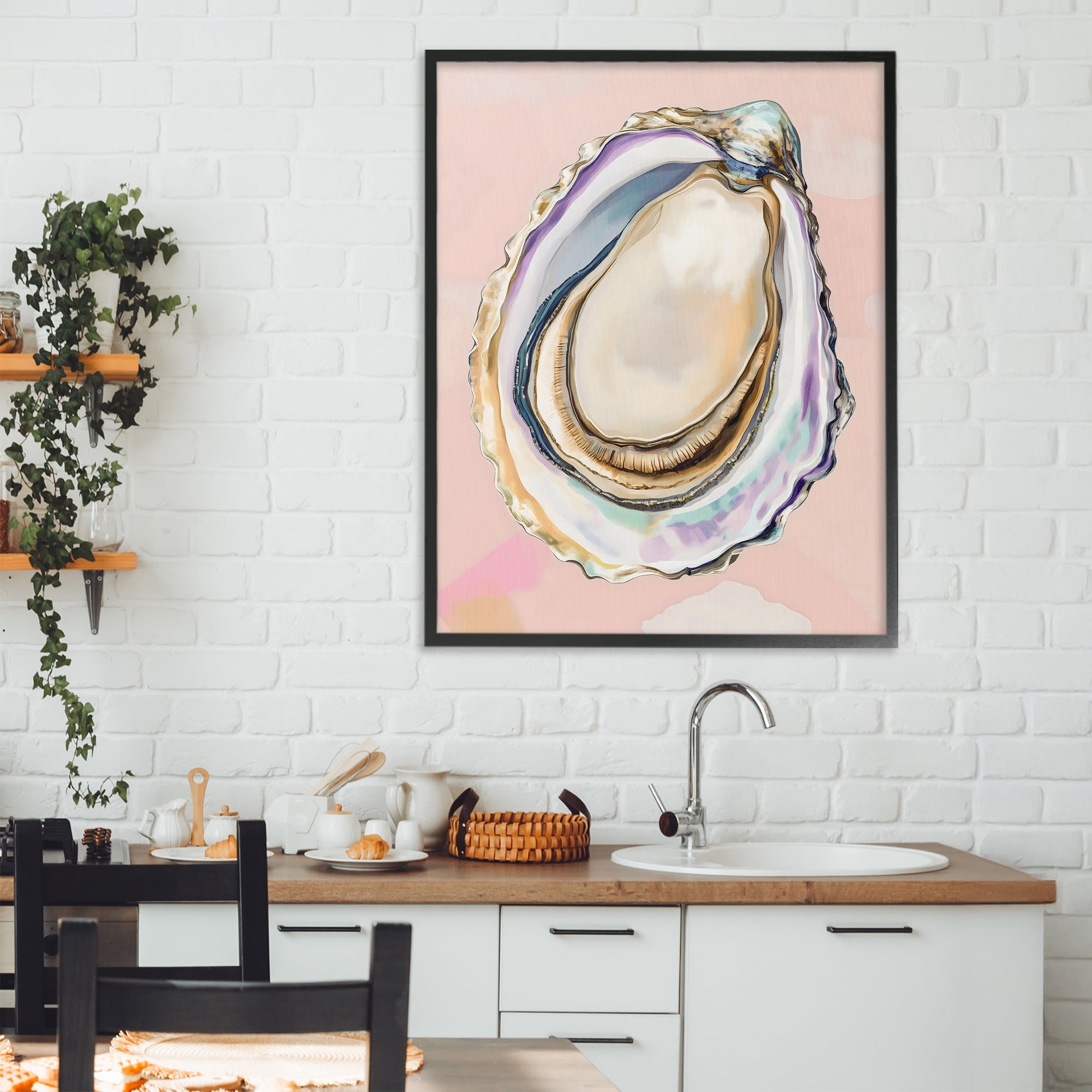 Stupell Industries Pink Oyster Shell Elegance Black Framed Giclee Art, design by The Prints Vibe
