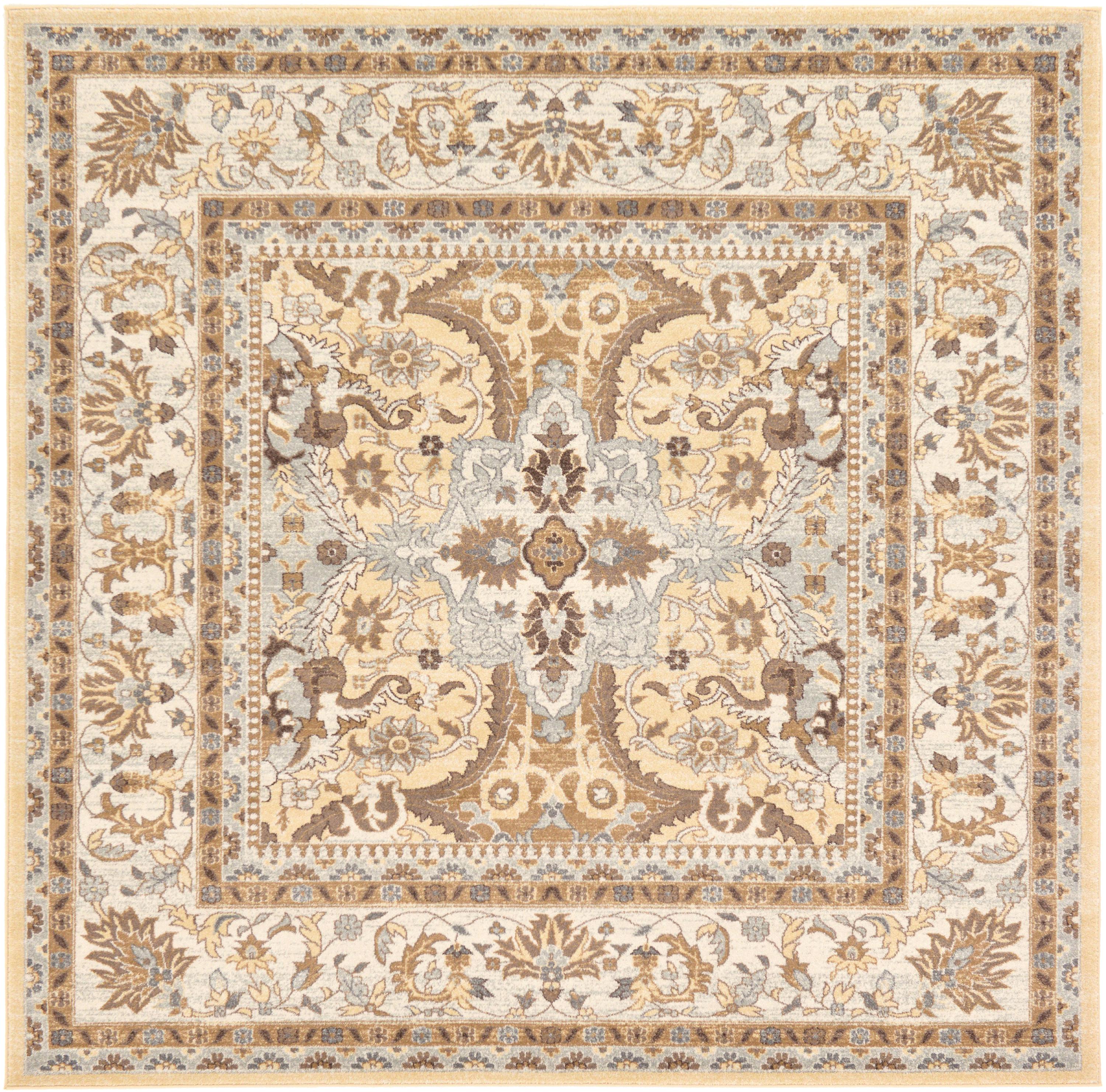Unique Loom Elizabeth Tradition Rug ,8' 4" x 8' 4" ,Cream