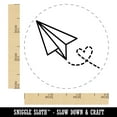 thumbnail image 2 of Paper Airplane with Heart Self-Inking Rubber Stamp Ink Stamper - Fuchsia Ink - Small 3/4 Inch, 2 of 7