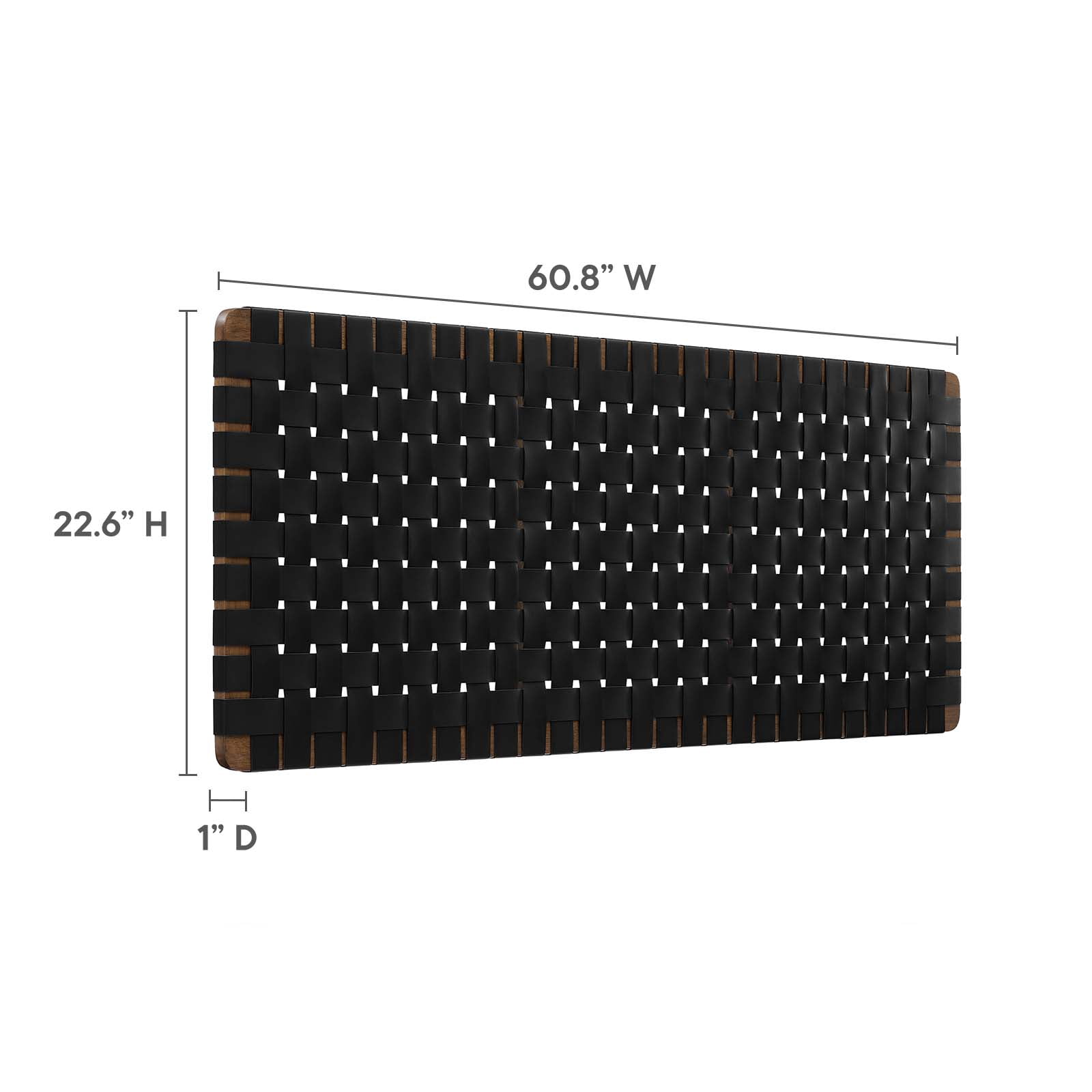 Sparta Weave Wall-Mount Vegan Leather Queen Headboard in Walnut Black