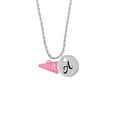 thumbnail image 2 of Delight Jewelry Acrylic 3/4" Hot Pink Cheer Megaphone Silvertone Script Initial Disc - A - Charm Necklace, 20"+3", 2 of 4