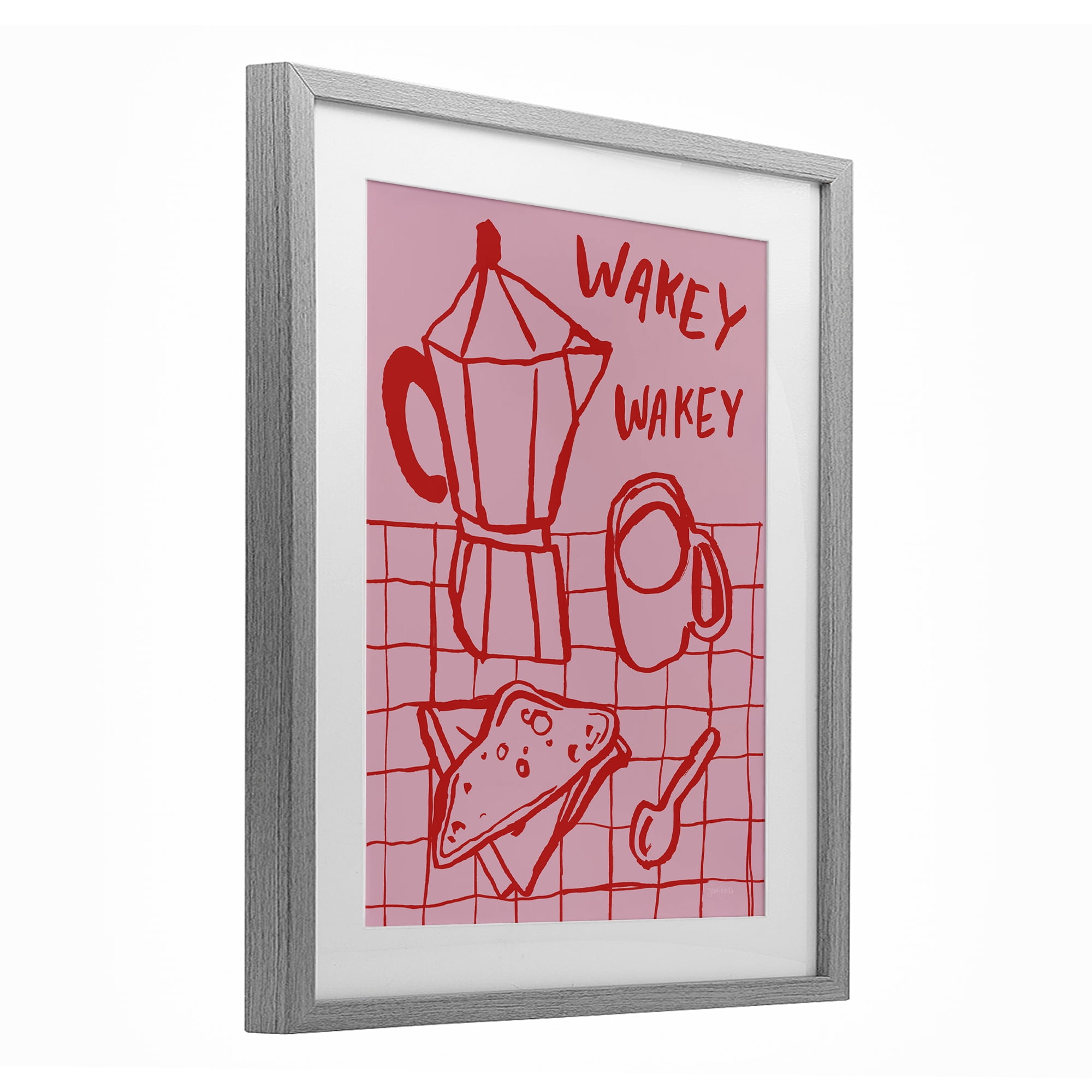 Stupell Industries Wakey Breakfast Doodles Gray Framed Print Under Glass, design by Jenaya Jackson
