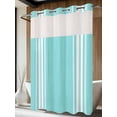 thumbnail image 4 of Aqua Striped No Hook Shower Curtain Waterproof,Bathroom Curtains with Snap in Liners and See Through Top Window,Luxurious White Stripes Modern Abstract Art Hotel Bathtub Curtains Shower 60"Wx72"L, 4 of 8