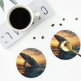 thumbnail image 3 of Bingfone Vintage Sunset Ocean Whale Leather Drinks Coasters with Set of 6,Suitable for Home Kitchen,Coffee Cup Coasters Home Gift, 3 of 7