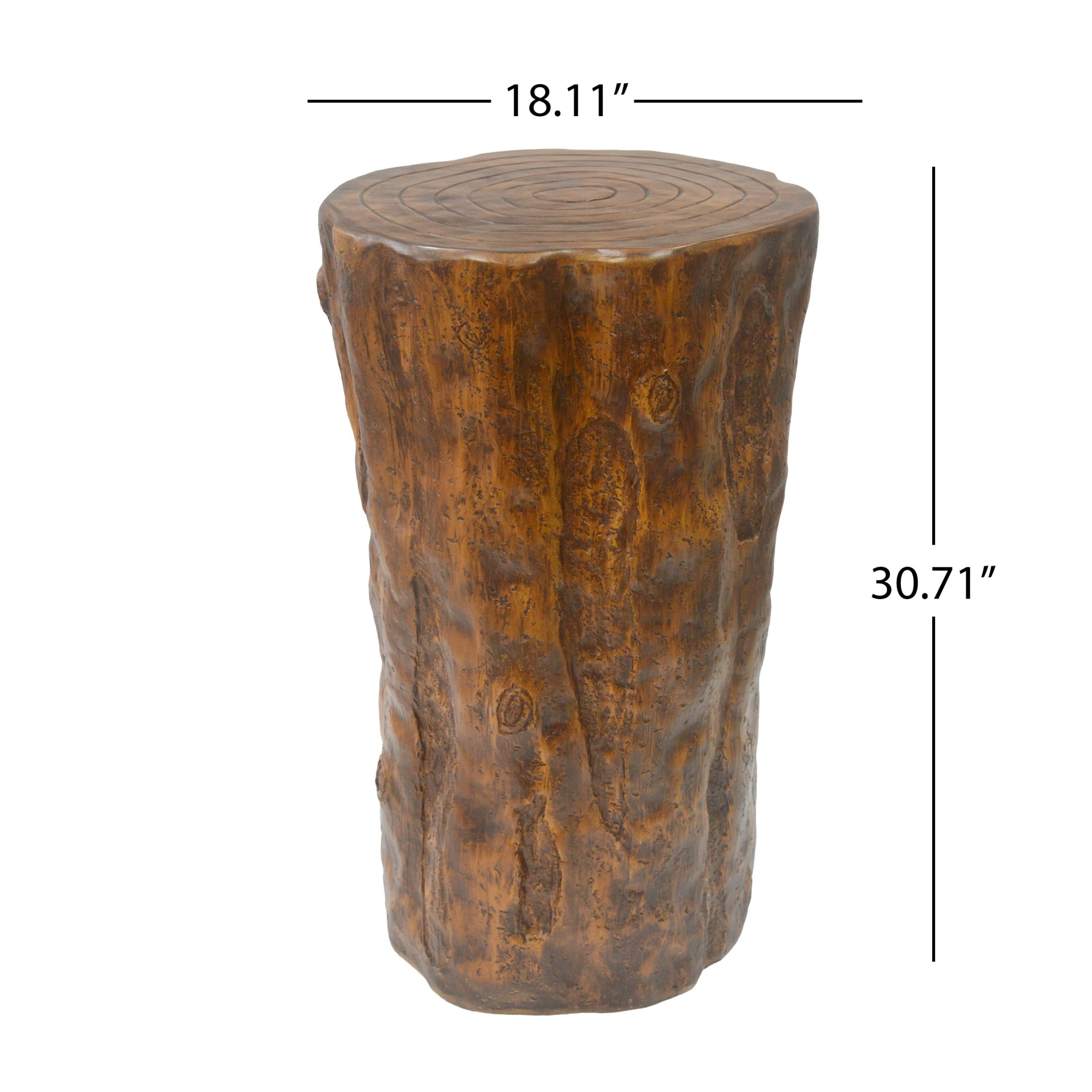 Christopher Knight Home 31"H Rustic Tree Stump MGO Side Table, Outdoor Log End Table, Antique Brown