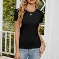 thumbnail image 2 of IROINNID Women's Fashion Solid Color Round Neck Slim Fit Comfortable Short Sleeve Blouse Casual Tops, 2 of 4