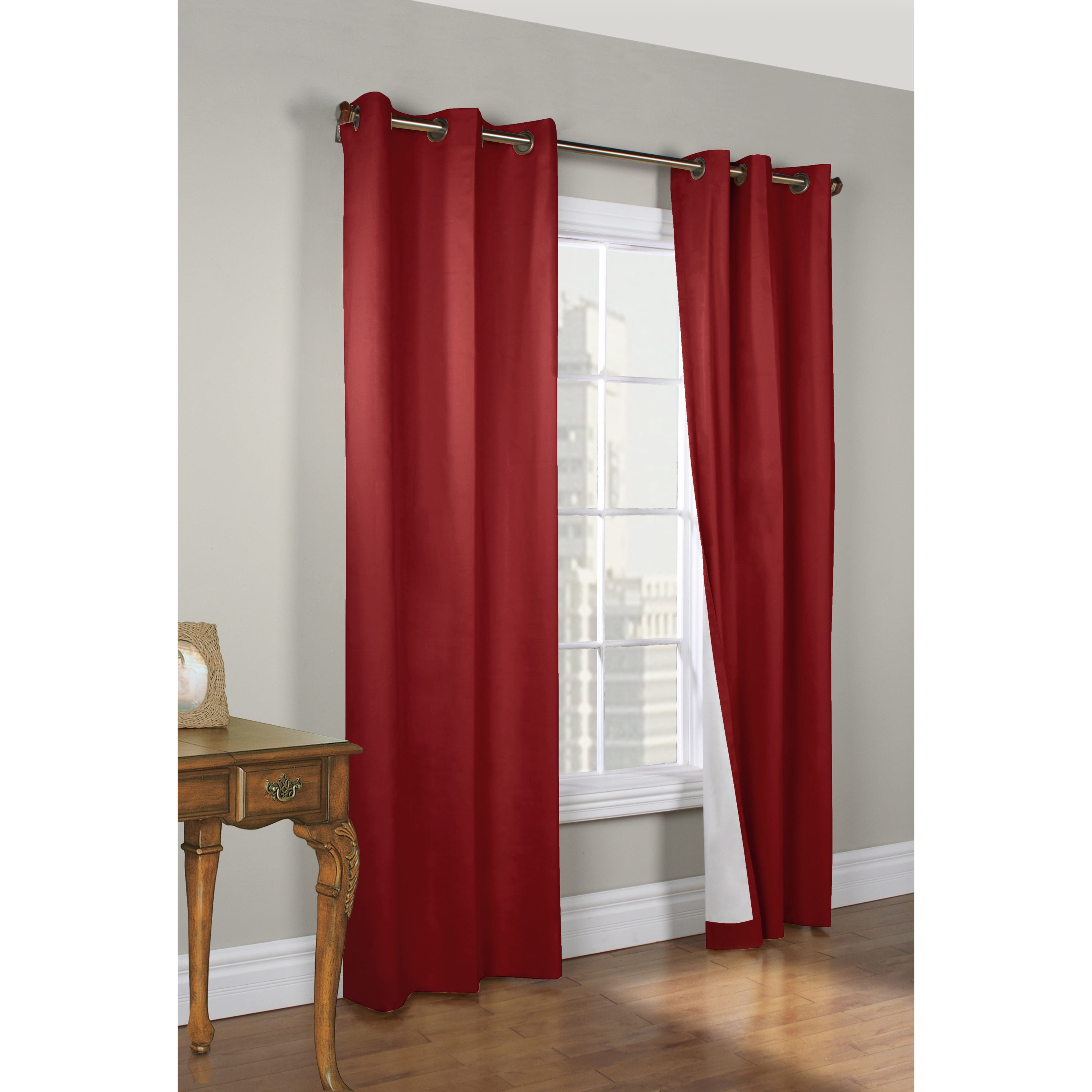 Winmate Insulated Cotton Grommet Curtain Panel - Pair each 40" x 72" in Burgundy