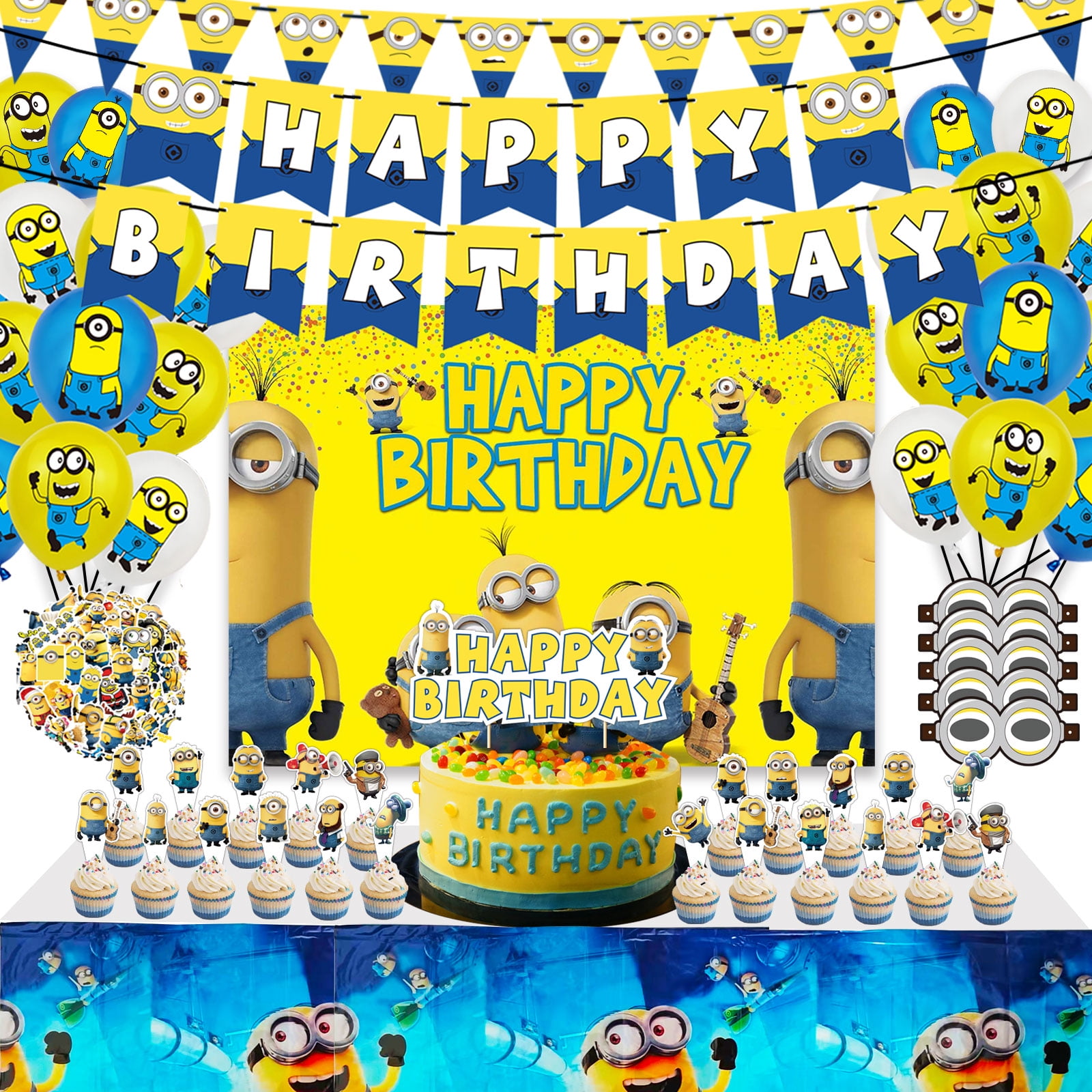 113 Cartoon Party Supplies, Birthday Party Decorations Including Happy ...