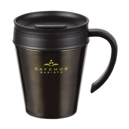 

Mug black 330ml With vacuum lid Cafe mug barista HB-3985// Handle/ Acrylic