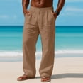 thumbnail image 2 of Dresfit Linen Pants Mens Spring Open Bottom Wide Leg Pants Big and Tall Drawstring Yoga Slacks Baggy 2026 Lightweight Elastic Waist Trousers Brown L, 2 of 6