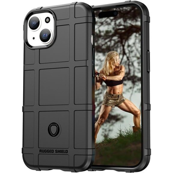 for Apple iPhone 15 Plus Case for Man, Heavy Duty Shockproof Phone Case Support Wireless Charging Cover for iPhone 15 Plus HD Black