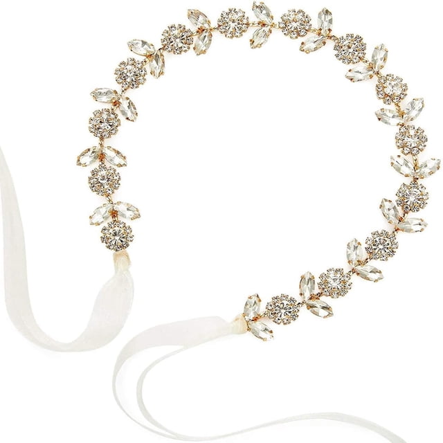 Tocados de Novia con Perlas, Accesorios para el Cabello Tocados con Hojas Diadema de Novia de Boda Diadema de Boda de Perlas Románticas con Diamantes de Imitación Flores