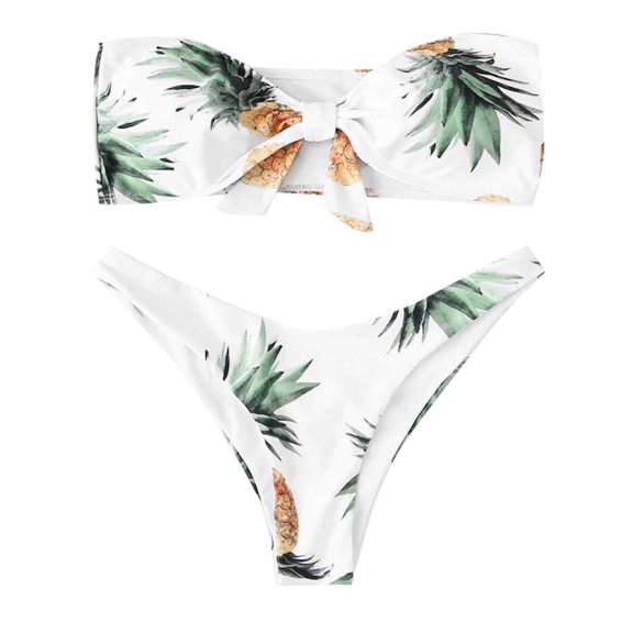 Swimsuits for Women,Women's Two Piece Print Split Swimsuit Bikini Swimsuit Beachwear White M(M)