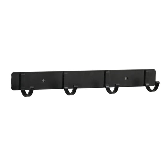 No Drill Wall Hooks Black Aluminum Hook Rack, Multi Purpose Bathroom Towel Coat Key Organizer for Entryway Kitchen, Medium
