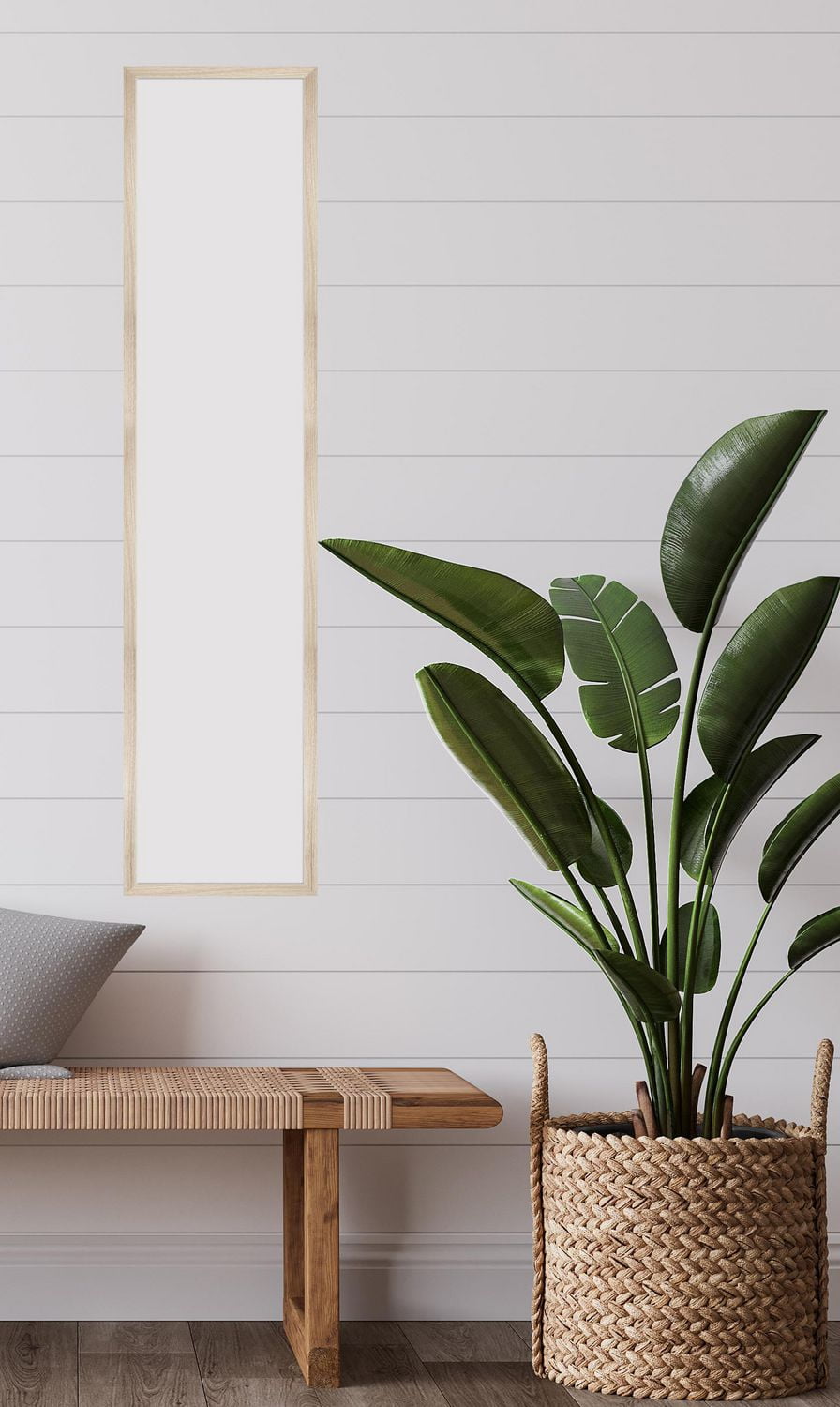 Hometrends Condo Slim Perfection Leaner Mirror, Lightwood, 13.84x70in