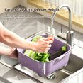thumbnail image 6 of Double Layer Colander Two Tier Wash Basin, Plastic Kitchen Fruit Vegetable Rinsing Draining Container, Multifunctional Food Washing Basket for Daily Household Meal Prep, Purple, 6 of 7