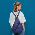thumbnail image 4 of KL928 Vintage Canvas Sling Backpack – Lightweight Portable Crossbody Bag with Multiple Compartments,Dark Blue, 4 of 7