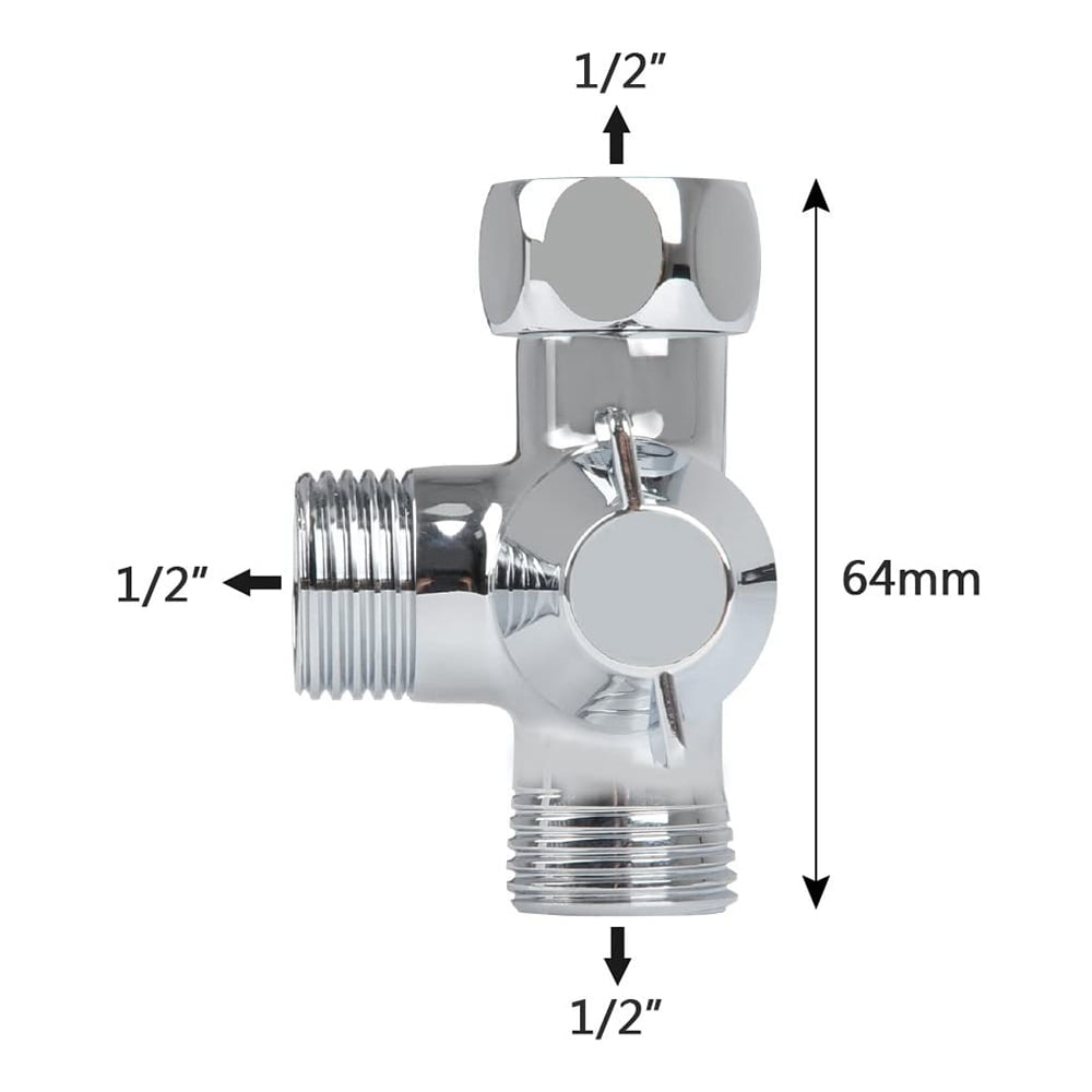 G1/2 Inch ThreeWay Water Diverter Adapter Shower Diverters Connector